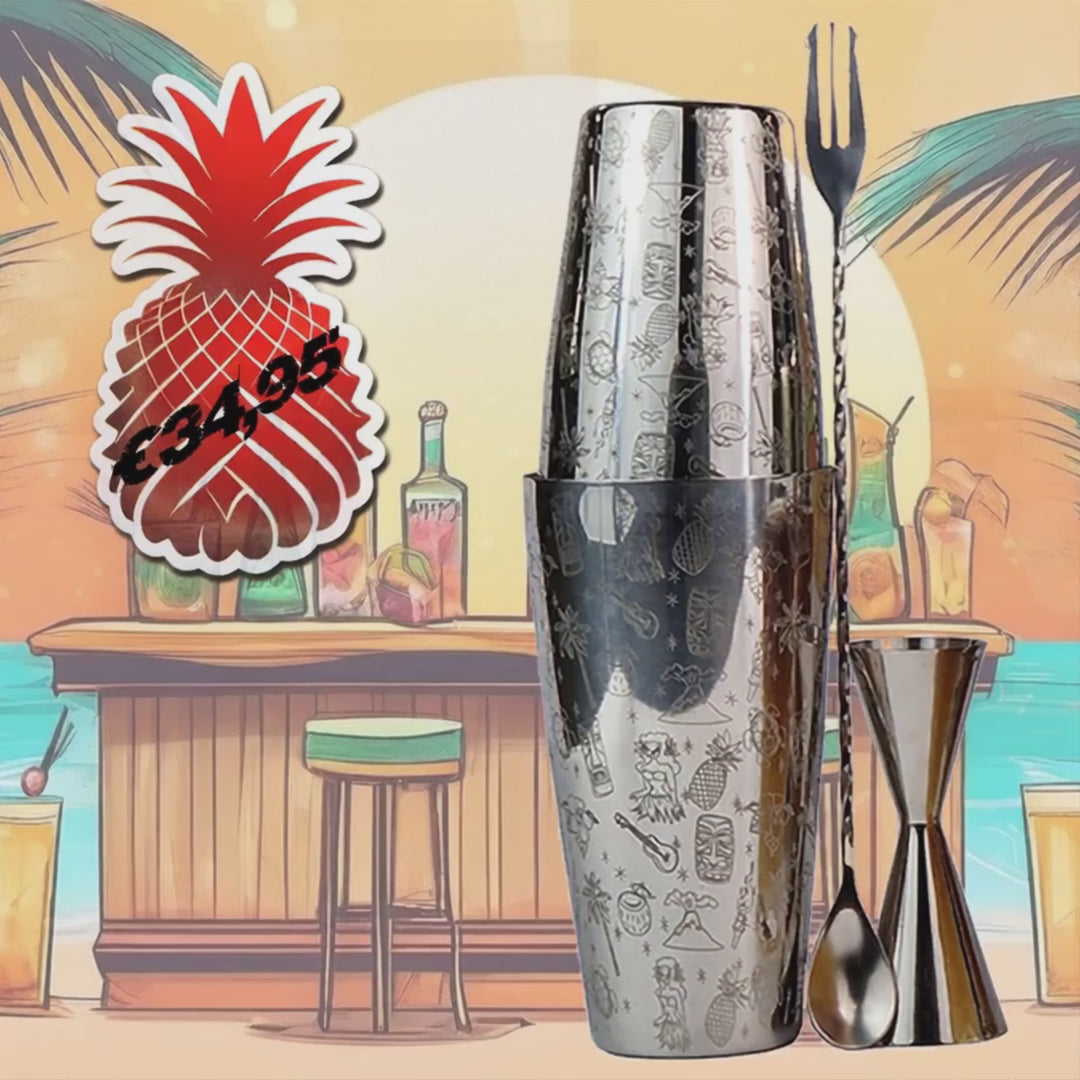 Chefs Cuisine cocktail set - cocktail shaker - Tiki shaker set incl. Tiki shaker, 1 jigger, 1 cocktail spoon