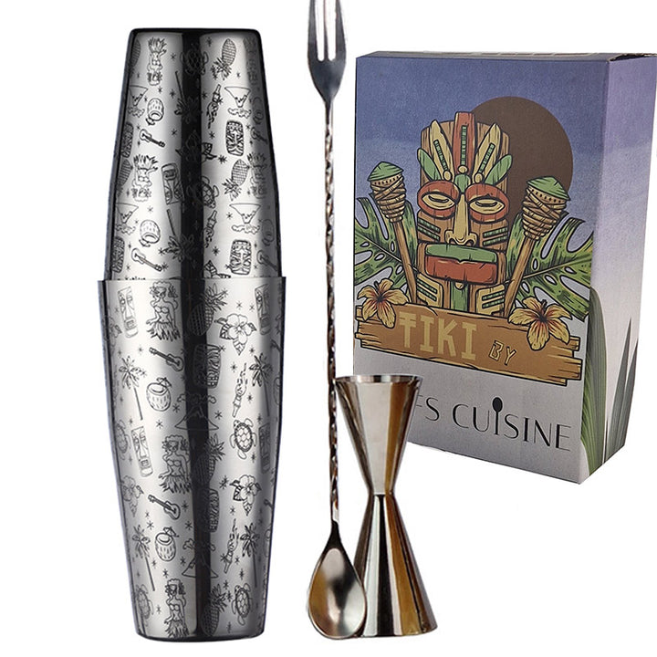 Chefs Cuisine cocktail set - cocktail shaker - Tiki shaker set incl. Tiki shaker, 1 jigger, 1 cocktail spoon